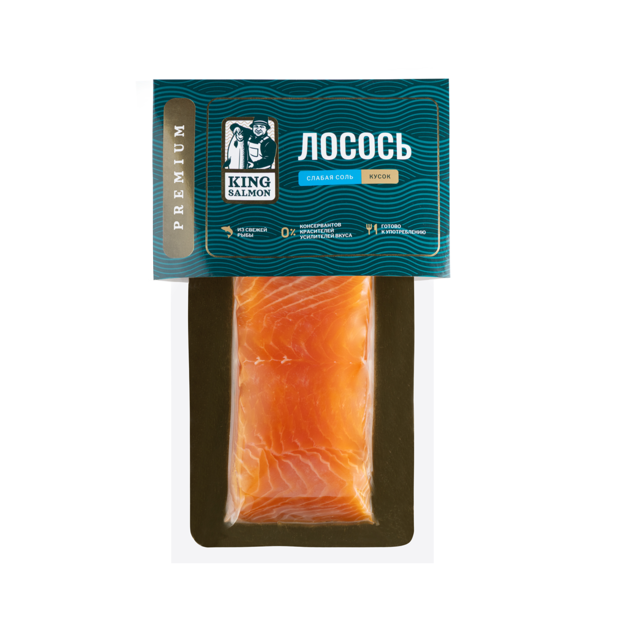 KING SALMON — Слабосолёный лосось Premium, Кусок